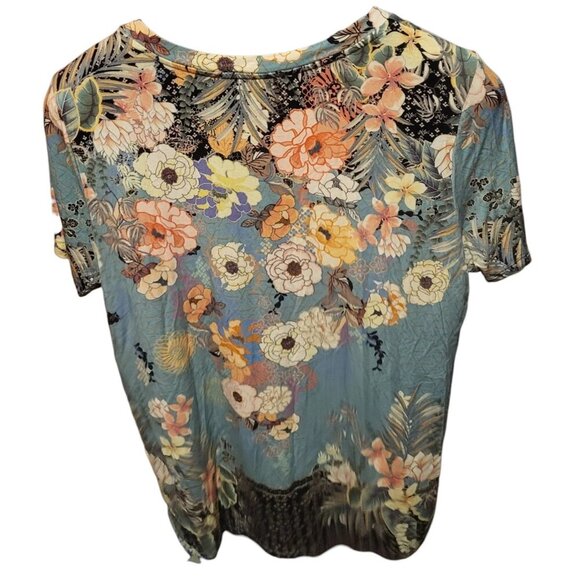 Johnny Was Millay Floral Print Crew Neck Short Sleeve Bamboo Knit T-Shirt SZ XL - Picture 3 of 7